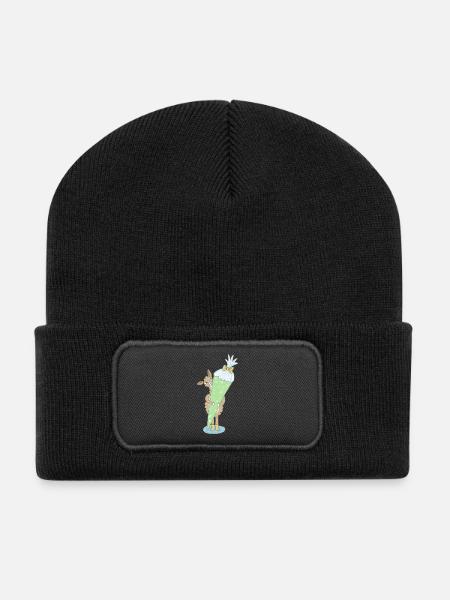Lama mit großer Schultüte - Recycelte Patch Beanie - Schwarz