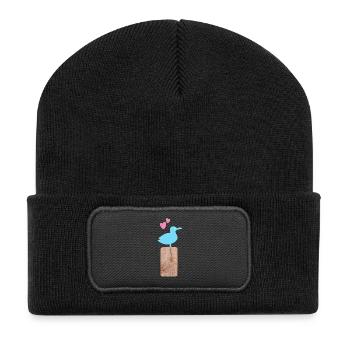 Wooden Seagull Beach Heart North Sea Baltic Sea Summer Beach - Recycled Patch Beanie - black - Front