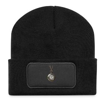 Antique bronze pocket clock - Recycled Patch Beanie - black - Front