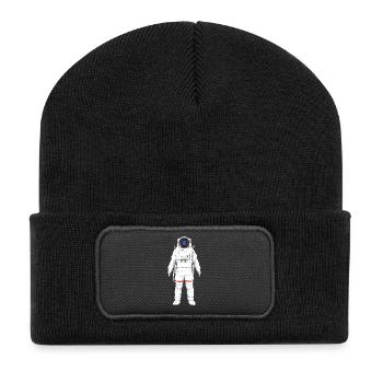 Astronautenanzug Illustration - Recycelte Patch Beanie - Schwarz - Vorne