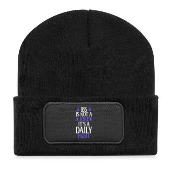 Täglicher Kampf mit IBS - Kein Spaß - Recycelte Patch Beanie - Schwarz - Vorne