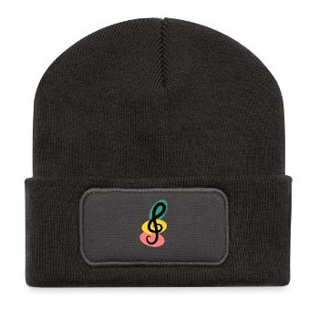 ETAGENSCHLÜSSEL. MUSIK. FELS. 21. JUNI. MUSIKFESTSPIELE - Recycelte Patch Beanie - Dunkelgrau - Vorne