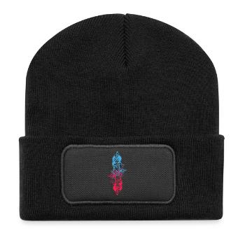 Femme pirate vagues chapeau crâne plume de mer - Beanie recyclé à patch - noir - Devant