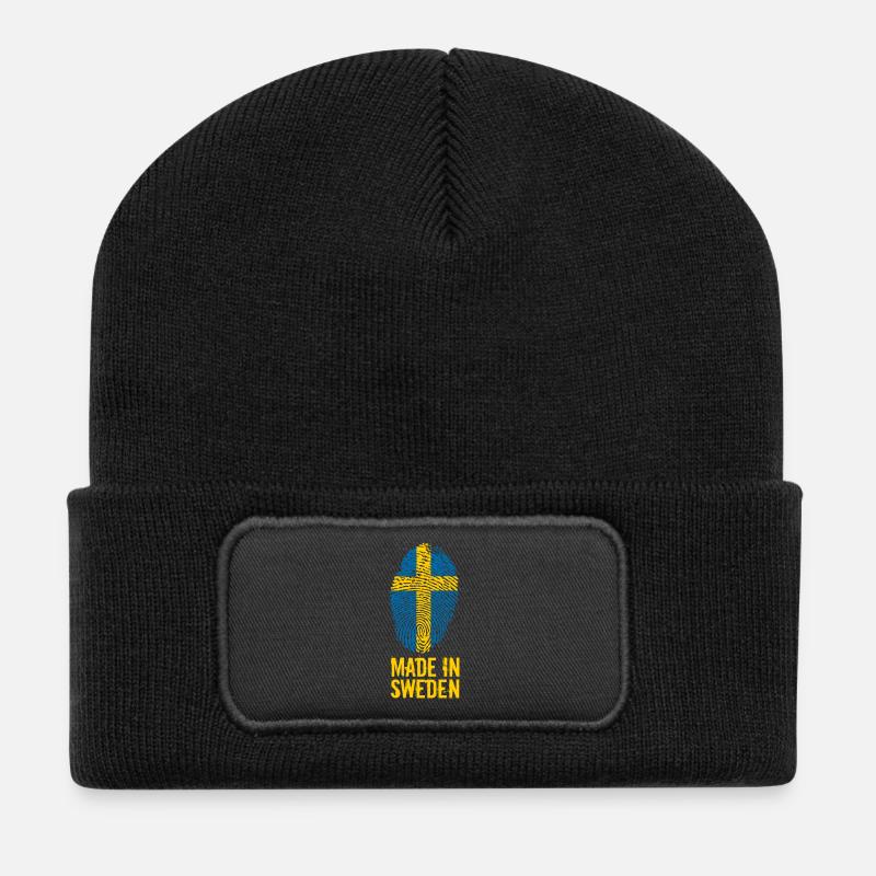 Made In Sweden / Suède / Sverige - Beanie recyclé à patch - noir