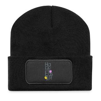 Frohe Ostern - Recycelte Patch Beanie - Schwarz - Vorne