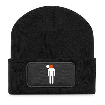 Handy an, Gehirn aus Piktogramm - Recycelte Patch Beanie - Schwarz - Vorne