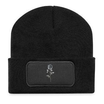 rose of death pencil drawing - Recycelte Patch Beanie - Schwarz - Vorne