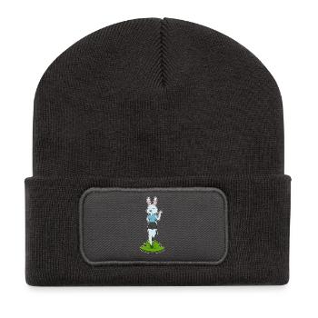 Hase Sekretärin Brief Büro - Recycelte Patch Beanie - Dunkelgrau - Vorne