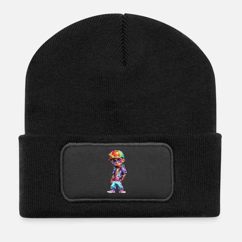 Cool Adolescent Garçon - Beanie recyclé à patch - noir