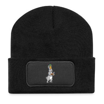 Hase Geburtstag Kuchen - Recycelte Patch Beanie - Schwarz - Vorne