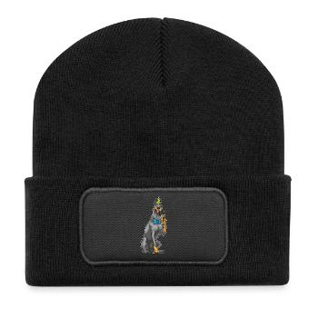 Dobermann Geburtstag Partyhut - Recycelte Patch Beanie - Schwarz - Vorne