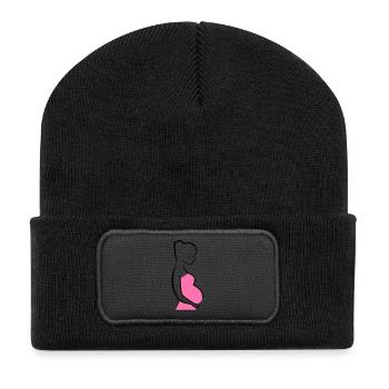 Schwangere Silhouette - Recycelte Patch Beanie - Schwarz - Vorne