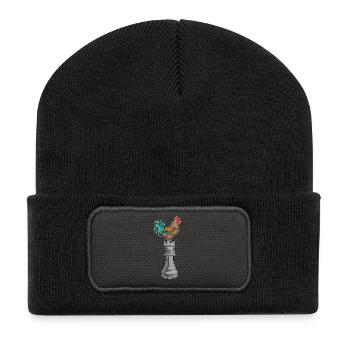 Rooster Chess Piece Tower Chess - Recycled Patch Beanie - black - Front