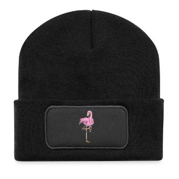 Vin rouge flamant rose - Beanie recyclé à patch - noir - Devant