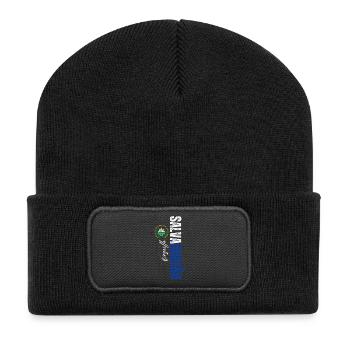 Salvadorianischer Stolz, vertikales Design - Recycelte Patch Beanie - Schwarz - Vorne