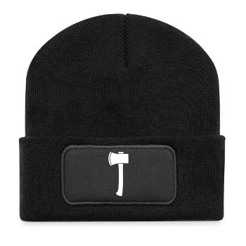 Axe Hatchet Tool Vector - Recycled Patch Beanie - black - Front