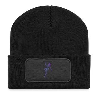 Line Art Woman Pole Dance Illustration Gift - Recycled Patch Beanie - black - Front