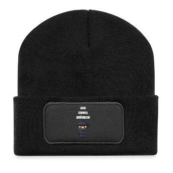 Leise Schnell Gefährlich Ninja - Recycelte Patch Beanie - Schwarz - Vorne