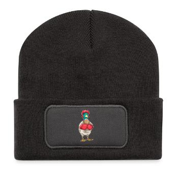 Ente Boxer Boxhandschuhe Boxen - Recycelte Patch Beanie - Dunkelgrau - Vorne