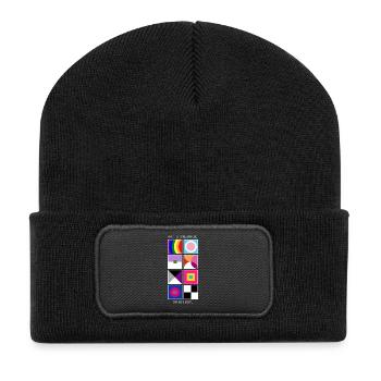 Kunst ist bunt – Liebe auch – LGBTQIA+ geometrisch - Recycelte Patch Beanie - Schwarz - Vorne