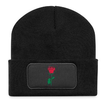 rose fleur 85 - Beanie recyclé à patch - noir - Devant