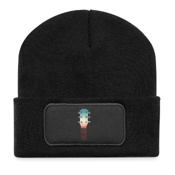 Sketch of a guitar headstock - Recycled Patch Beanie - black - Front