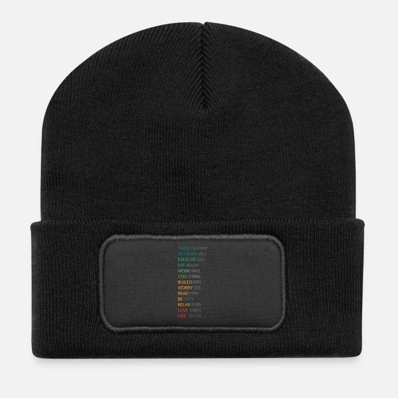 POSITIV DENKEN - Recycelte Patch Beanie - Schwarz