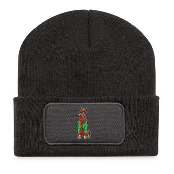 Doberman Christmas Elf - Recycled Patch Beanie - dark grey - Front