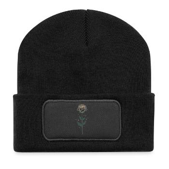 Illustration de rose élégante - Beanie recyclé à patch - noir - Devant