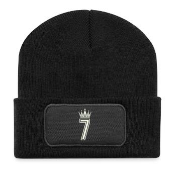 Königliche Sieben Logo - Recycelte Patch Beanie - Schwarz - Vorne
