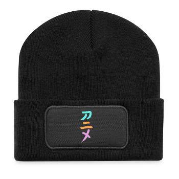 Anime (Trickfilm) Japanisch Schriftzeichen -TUSCHE - Recycelte Patch Beanie - Schwarz - Vorne