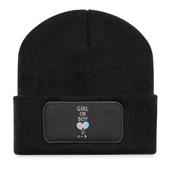 Gender Reveal Girl Or Boy Baby Shower Pregnancy - Recycled Patch Beanie - black - Front