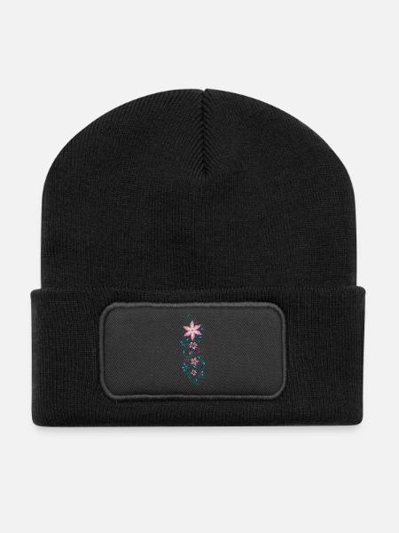 Blumen Blüten Sommer tropisch bunt - Recycelte Patch Beanie - Schwarz