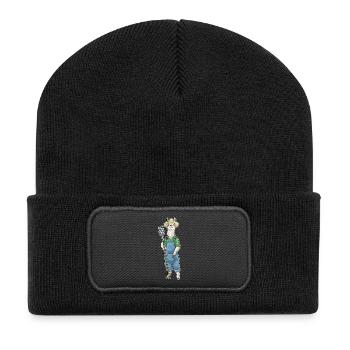 Llama Farmer Pitchfork Farm - Recycled Patch Beanie - black - Front