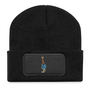 Vadrouille nettoyante girafe - Beanie recyclé à patch - noir - Devant