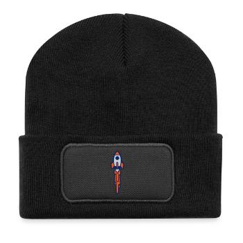 Launching Rocket Silhouette - Recycled Patch Beanie - black - Front