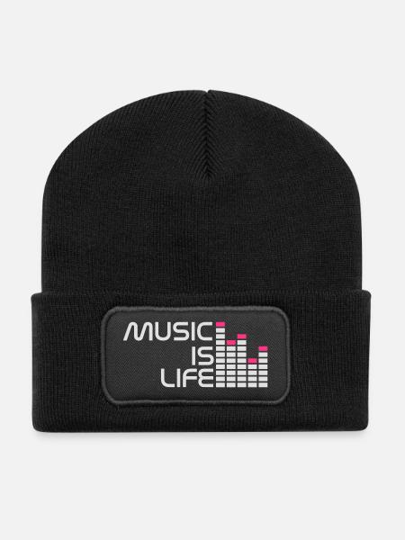 music is life equalizer r FR - Beanie recyclé à patch - noir