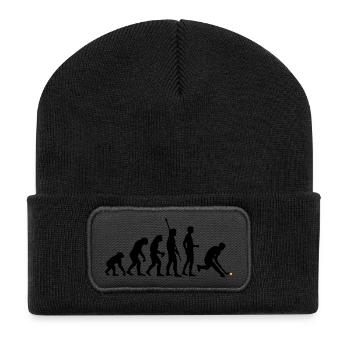 evolution_herren_hockey_2c - Recycelte Patch Beanie - Schwarz - Vorne