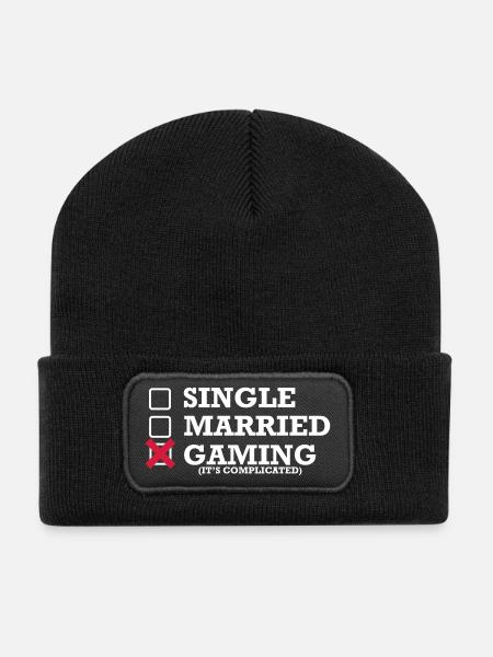 Single - Married - Gaming - Recycelte Patch Beanie - Schwarz
