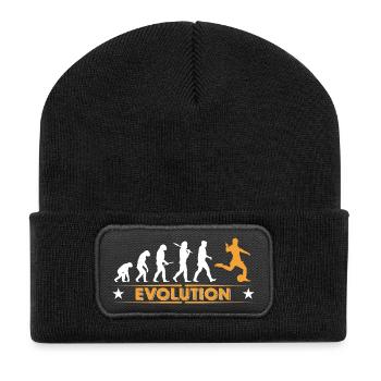 Fussball Evolution - orange/weiss - Recycelte Patch Beanie - Schwarz - Vorne