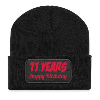 11 / Birthday / Kid Enfant Anniversaire Geburtstag - Recycled Patch Beanie - black - Front