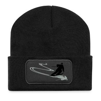 Skifahrer Spur - Recycelte Patch Beanie - Schwarz - Vorne