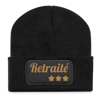 Ruhestand / Rentner / Rentnerin / Rente - Recycelte Patch Beanie - Schwarz - Vorne