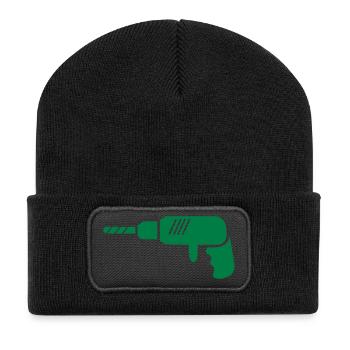 bohrmaschine_001 - Recycelte Patch Beanie - Schwarz - Vorne