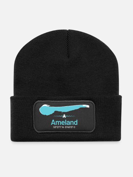 Ameland | Design-Landkarte - Recycelte Patch Beanie - Schwarz