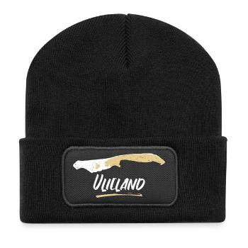 Vlieland | Vintage Landkarte Retro - Recycelte Patch Beanie - Schwarz - Vorne