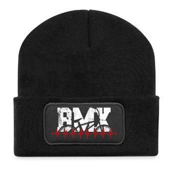 BMX Herzschlag Grafik - Recycelte Patch Beanie - Schwarz - Vorne