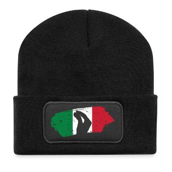 Silhouette Hand with Italian Flag Background - Recycled Patch Beanie - black - Front