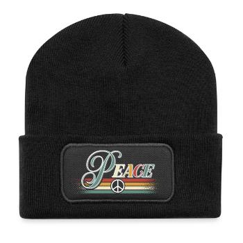 Paix Paix Liberté Pas de guerre Signe de paix - Beanie recyclé à patch - noir - Devant