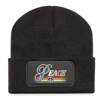 Peace Frieden Freiheit No War Friedenszeichen - Recycelte Patch Beanie - Dunkelgrau - Vorne